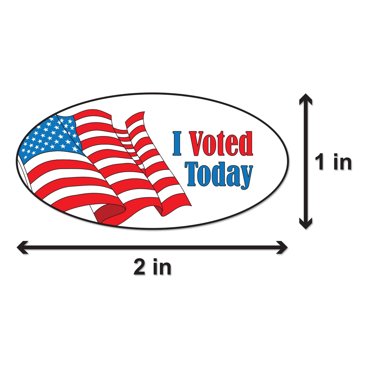 2 x 1in Sticker: I Voted Today with USA Flag Elections Label Roll