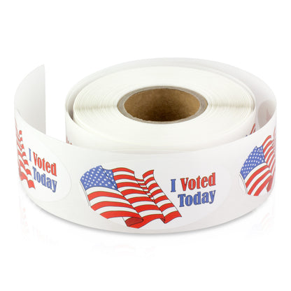 2 x 1in Sticker: I Voted Today with USA Flag Elections Label Roll