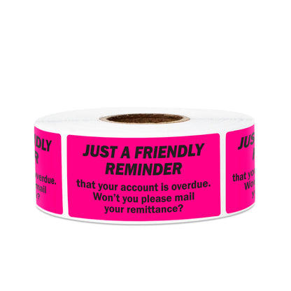2 x 1 inch Friendly Reminder Overdue Account Labels (Roll)