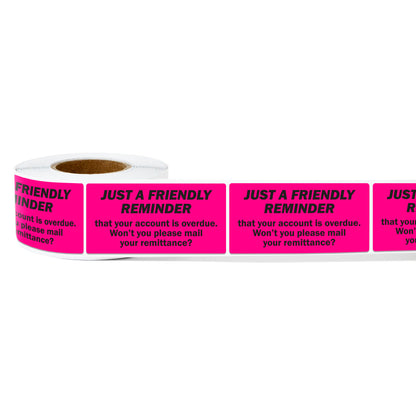 2 x 1 inch Friendly Reminder Overdue Account Labels (Roll)