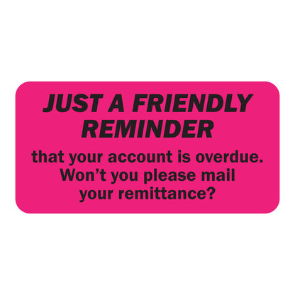 2 x 1 inch Friendly Reminder Overdue Account Labels (Roll)