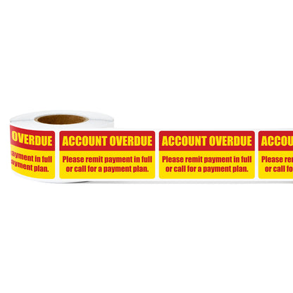 2 x 1in Sticker: Account Overdue Accounting Label Roll