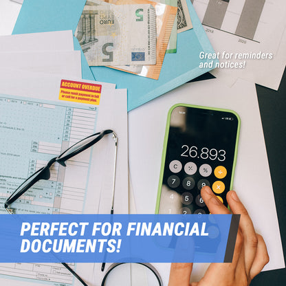 2 x 1in Sticker: Account Overdue Accounting Label Roll