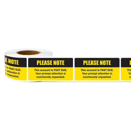 2 x 1in Sticker: Past Due Accounting Label Roll
