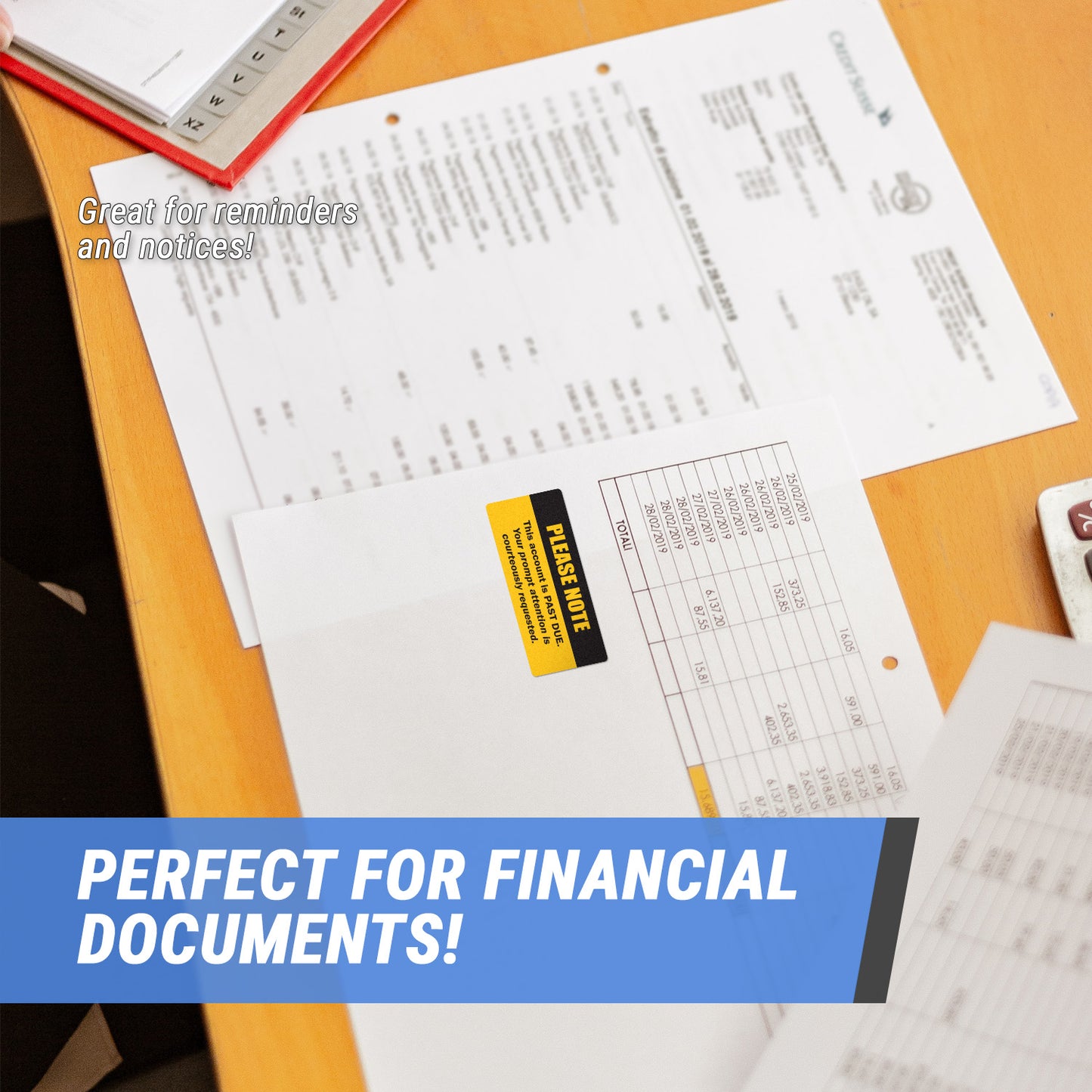 2 x 1in Sticker: Past Due Accounting Label Roll