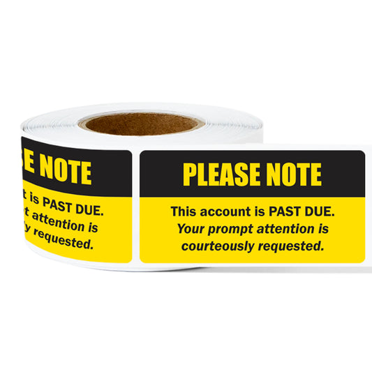 2 x 1in Sticker: Past Due Accounting Label Roll