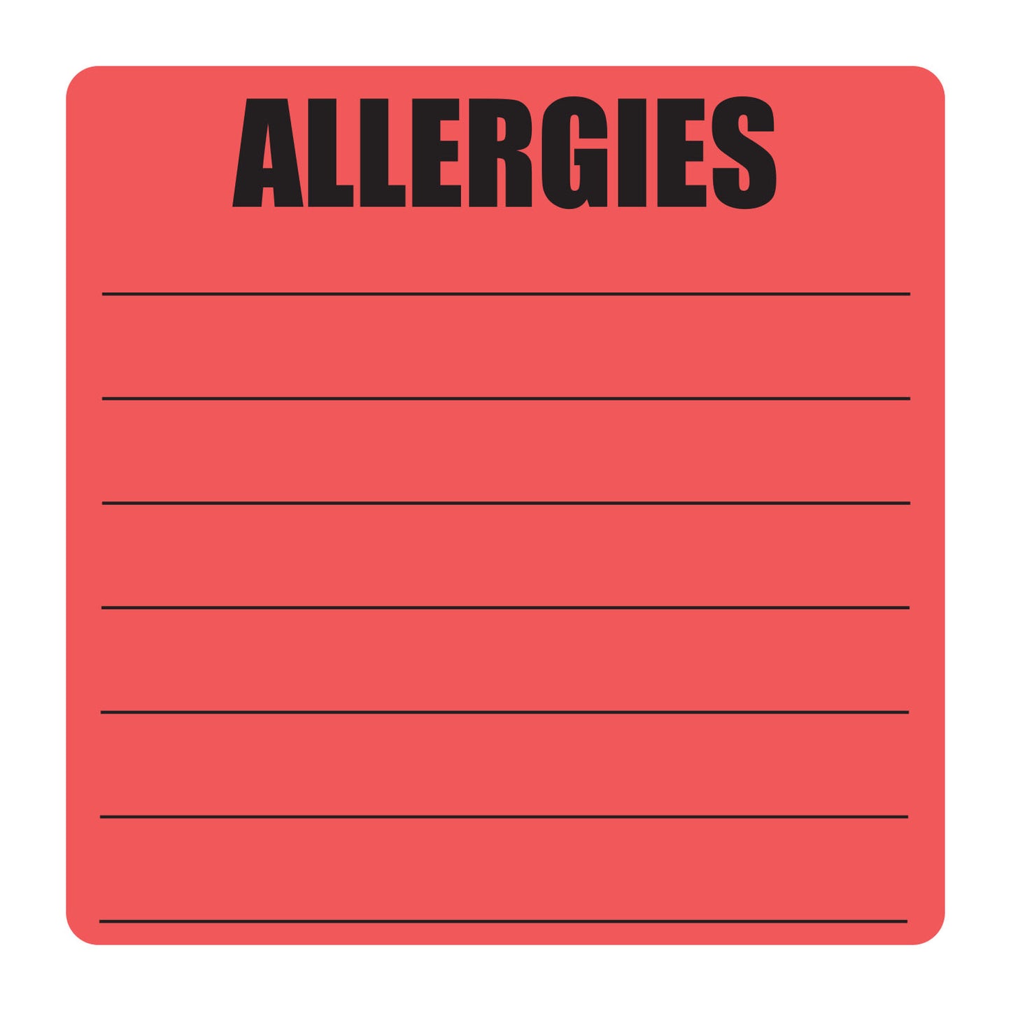 2 x 2in Sticker: Write-In Allergies Label Roll