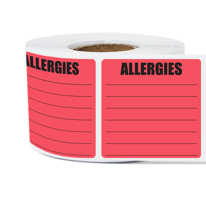 2 x 2in Sticker: Write-In Allergies Label Roll