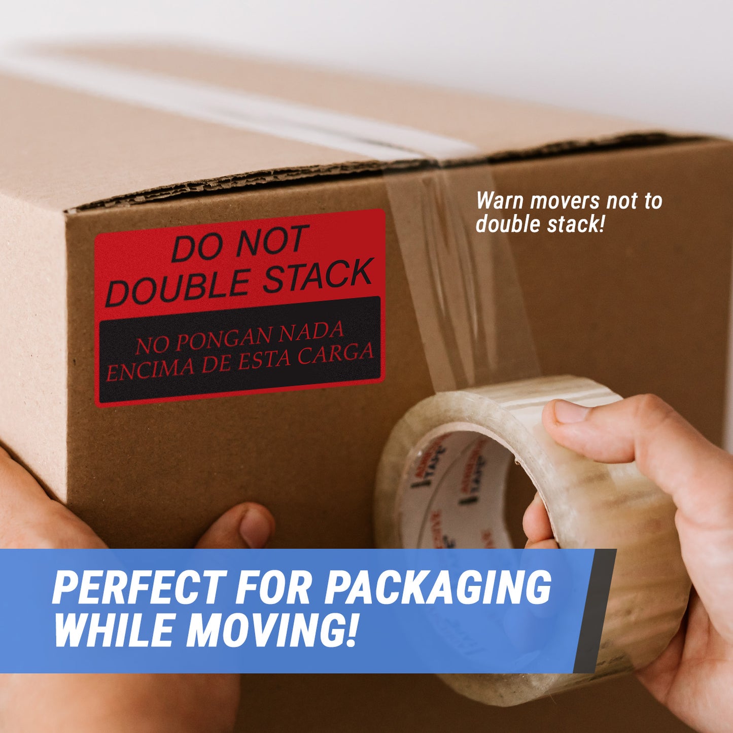 5 x 3in Sticker: Do Not Double Stack Label Roll (Bilingual)