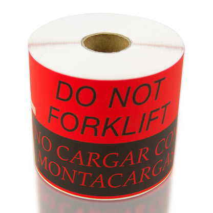 5 x 3in Sticker: Do Not Forklift Label Roll (Bilingual)