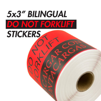 5 x 3in Sticker: Do Not Forklift Label Roll (Bilingual)