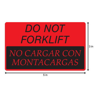 5 x 3in Sticker: Do Not Forklift Label Roll (Bilingual)