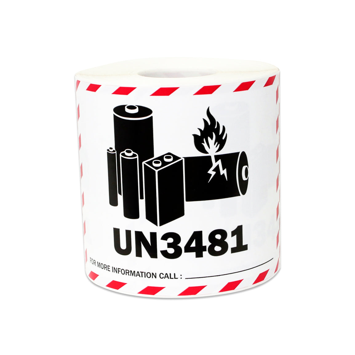 4 x 3in Sticker: Caution Lithium Ion Battery UN3481 Label