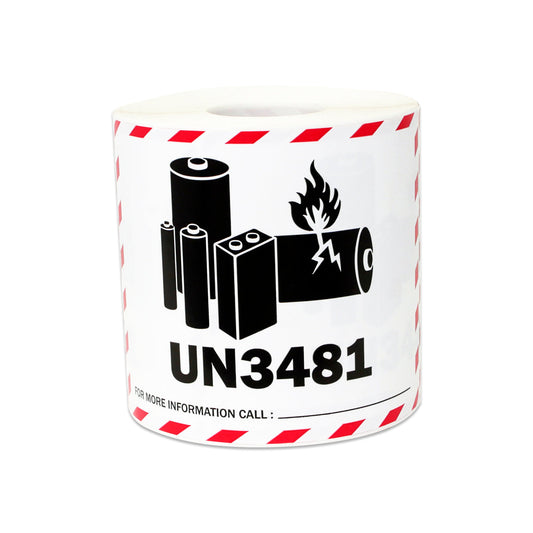 4 x 3in Sticker: Caution Lithium Ion Battery UN3481 Label