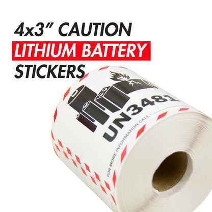4 x 3in Sticker: Caution Lithium Ion Battery UN3481 Label