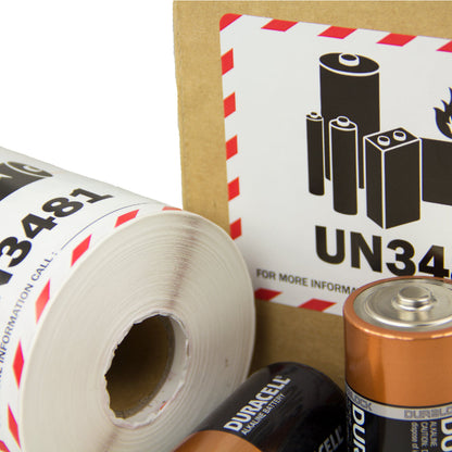 4 x 3in Sticker: Caution Lithium Ion Battery UN3481 Label