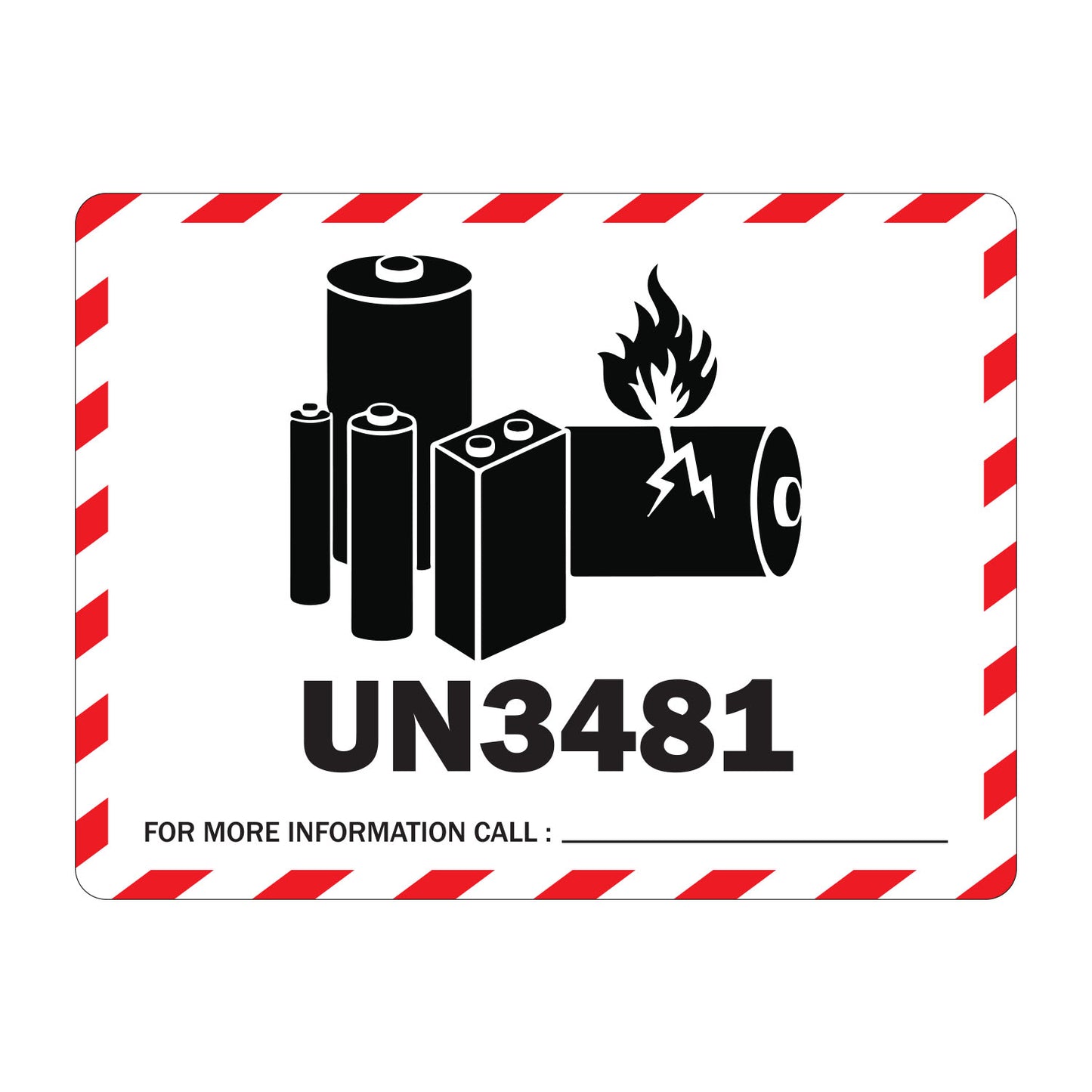 4 x 3in Sticker: Caution Lithium Ion Battery UN3481 Label