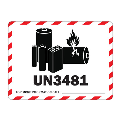 4 x 3in Sticker: Caution Lithium Ion Battery UN3481 Label