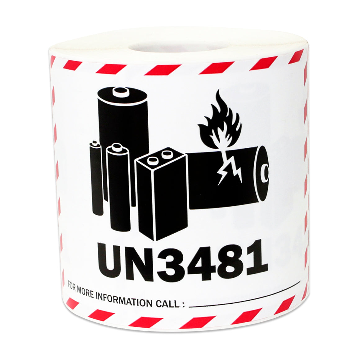 4 x 3in Sticker: Caution Lithium Ion Battery UN3481 Label