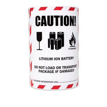 4 x 5in Sticker: Caution Lithium Ion Battery Warning Label