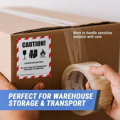 4 x 5in Sticker: Caution Lithium Ion Battery Warning Label
