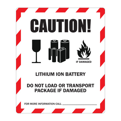 4 x 5in Sticker: Caution Lithium Ion Battery Warning Label