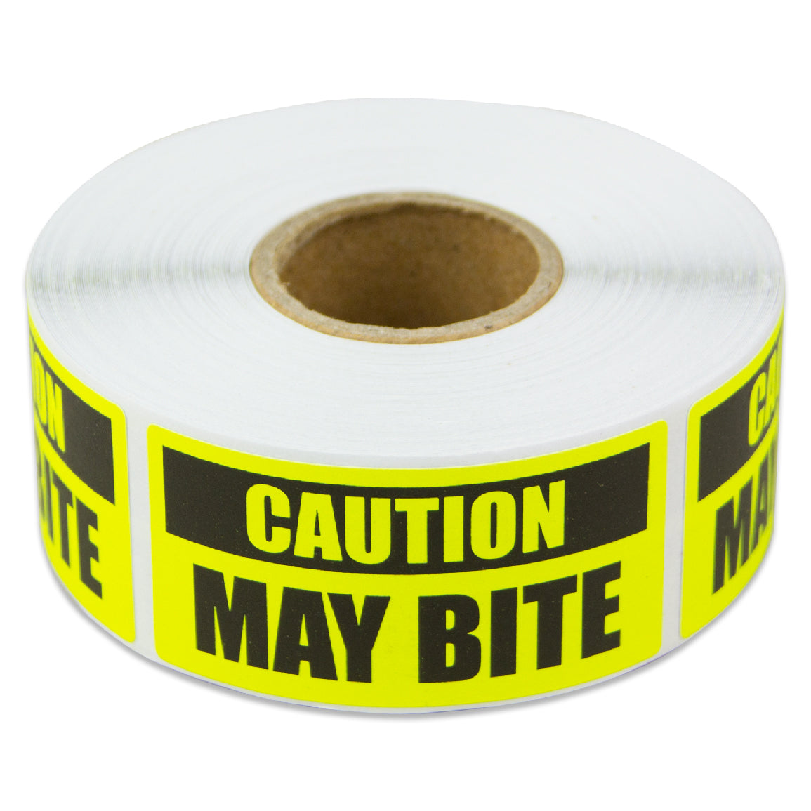 2 x 1in Sticker: Caution May Bite Label Roll