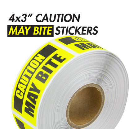 2 x 1in Sticker: Caution May Bite Label Roll