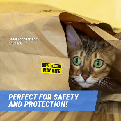 2 x 1in Sticker: Caution May Bite Label Roll