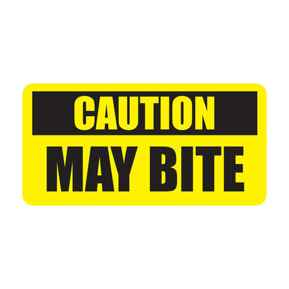 2 x 1in Sticker: Caution May Bite Label Roll
