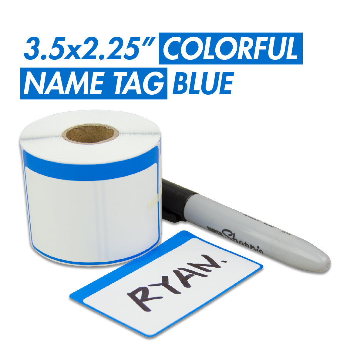 3.5 x 2.25in Blue Border Write-In Label (Roll)