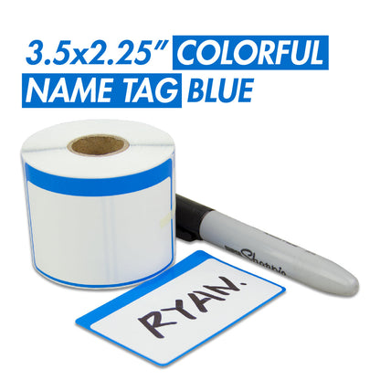 3.5 x 2.25in Blue Border Write-In Label (Roll)
