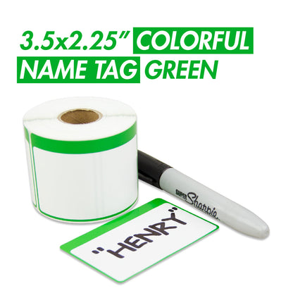 3.5 x 2.25in Green Border Write-In Label (Roll)