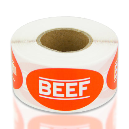1.75 x 1 inch Beef Food Label Roll (Red)