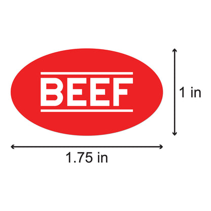 1.75 x 1 inch Beef Food Label Roll (Red)