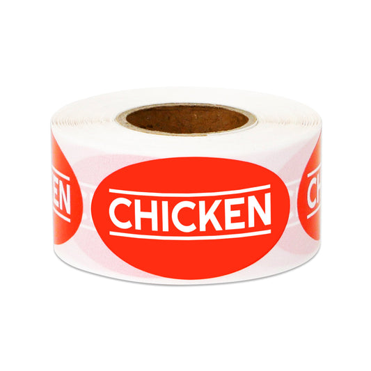 1.75 x 1in Sticker: Chicken Food Label Roll (Red)