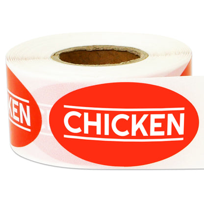 1.75 x 1 inch Chicken Food Label Roll (Red)