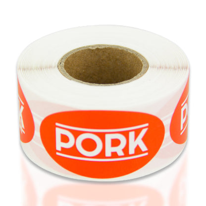 1.75 x 1 inch Pork Food Label Roll (Red)
