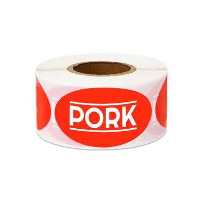 1.75 x 1 inch Pork Food Label Roll (Red)