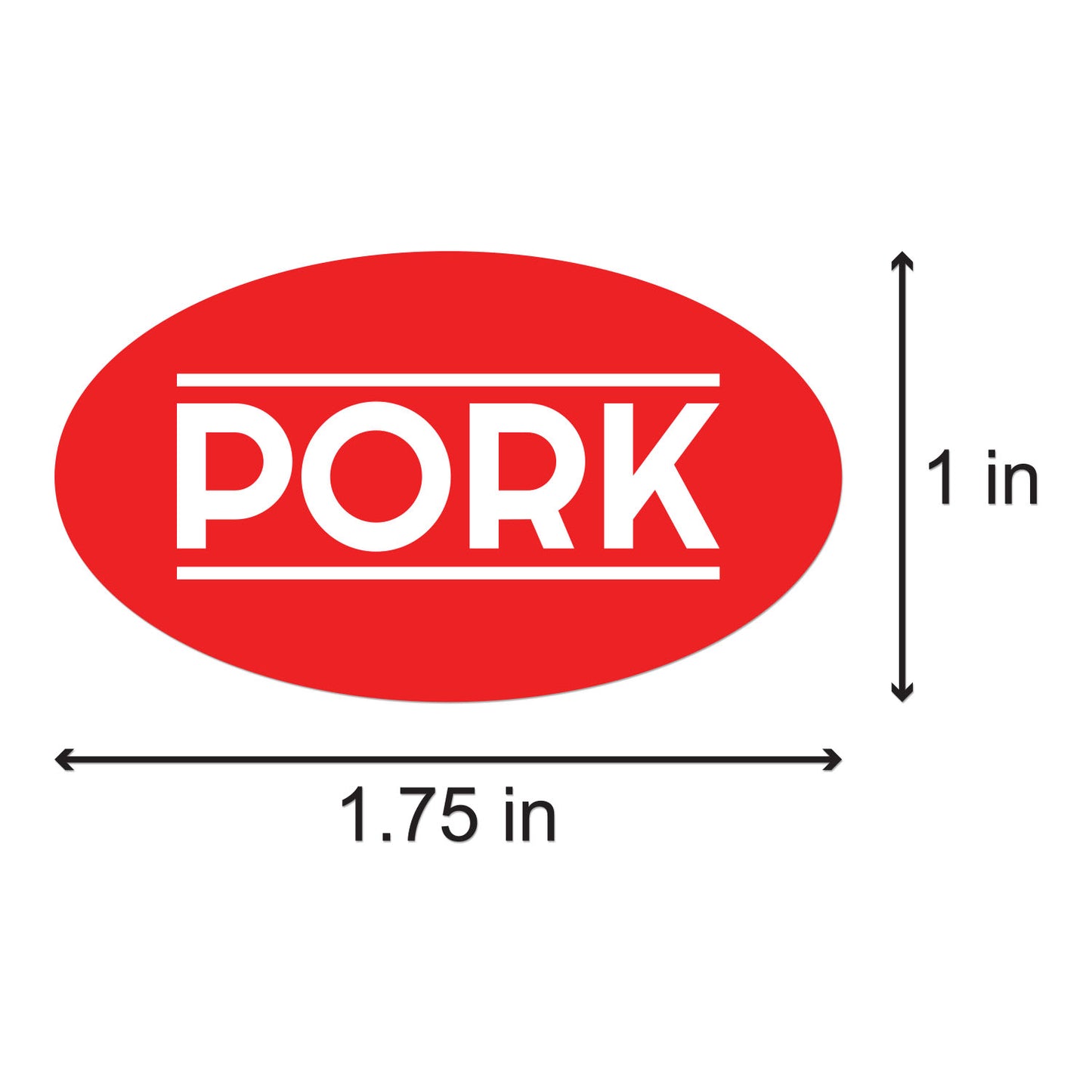 1.75 x 1 inch Pork Food Label Roll (Red)