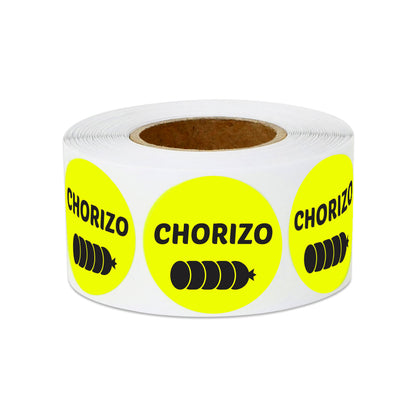 1 inch Chorizo Food Label Roll (Yellow)