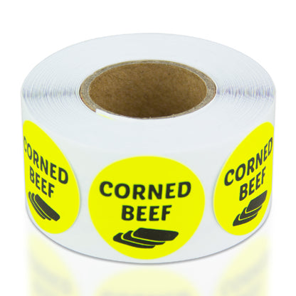 1 inch Corned Beef Food Label Roll (Yellow)