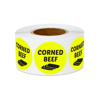 1 inch Corned Beef Food Label Roll (Yellow)