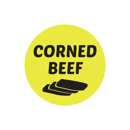 1 inch Corned Beef Food Label Roll (Yellow)