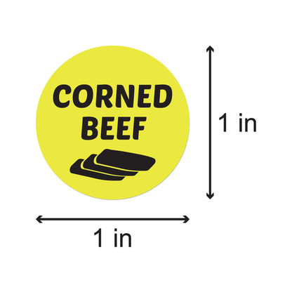 1 inch Corned Beef Food Label Roll (Yellow)