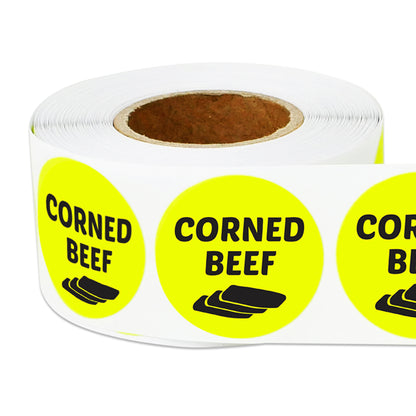 1 inch Corned Beef Food Label Roll (Yellow)