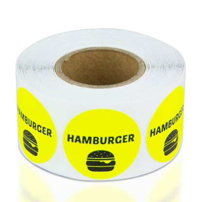 1 inch Hamburger Food Label Roll (Yellow)