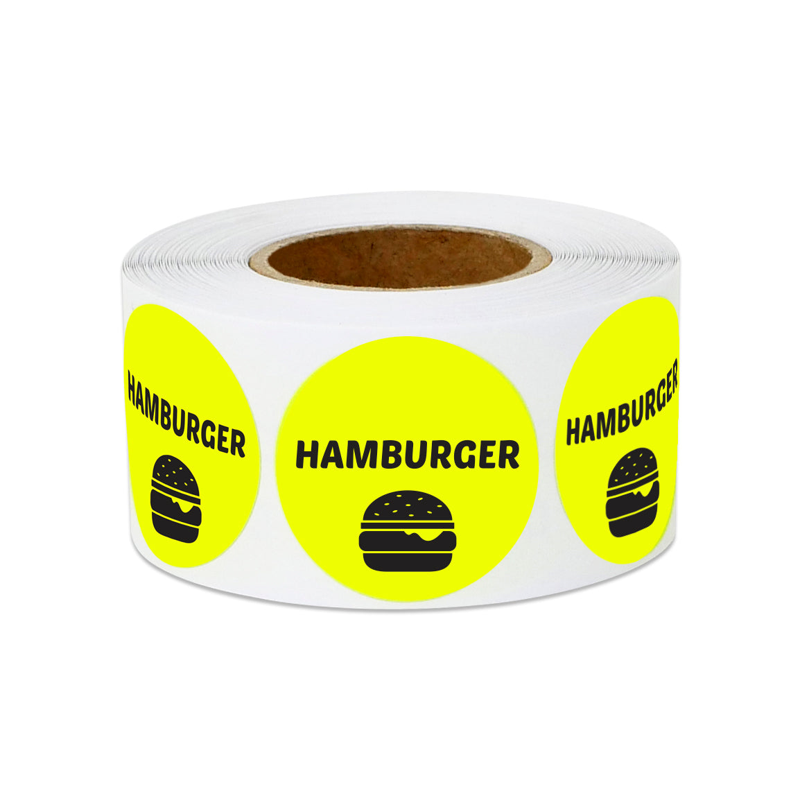 1 inch Hamburger Food Label Roll (Yellow)