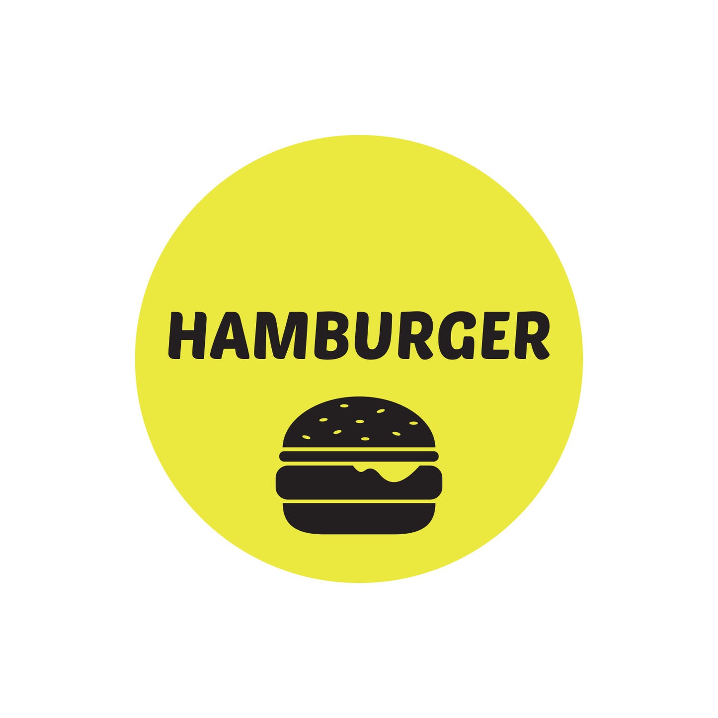 1 inch Hamburger Food Label Roll (Yellow)