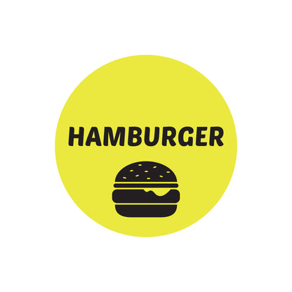 1 inch Hamburger Food Label Roll (Yellow)